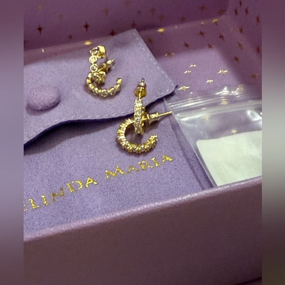 NWT Melinda Maria 3 Pairs Gold Huggie Earrings "They're So Cute" and "Gabriella" - Picture 4 of 6